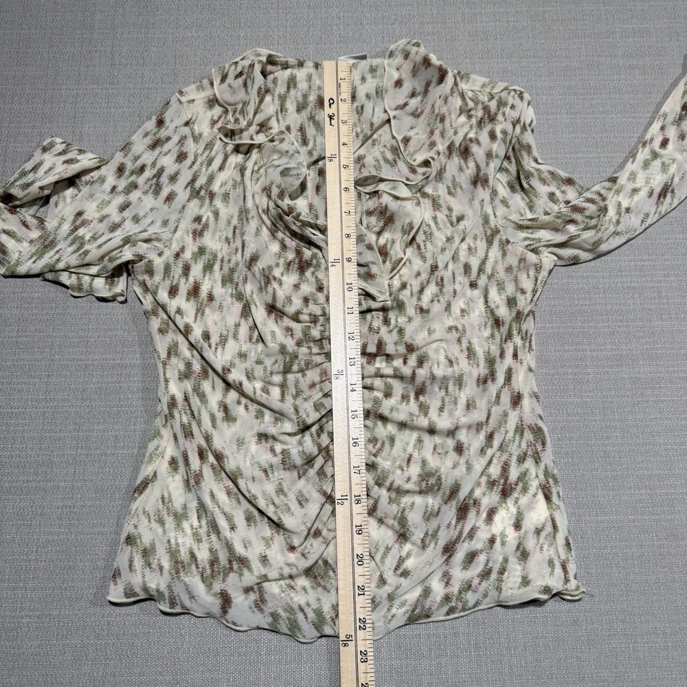CAbi Dapple Forest Fairy Mesh Flutter Sleeve Ruched Blouse Top Small Whimsigoth - Picture 7 of 7